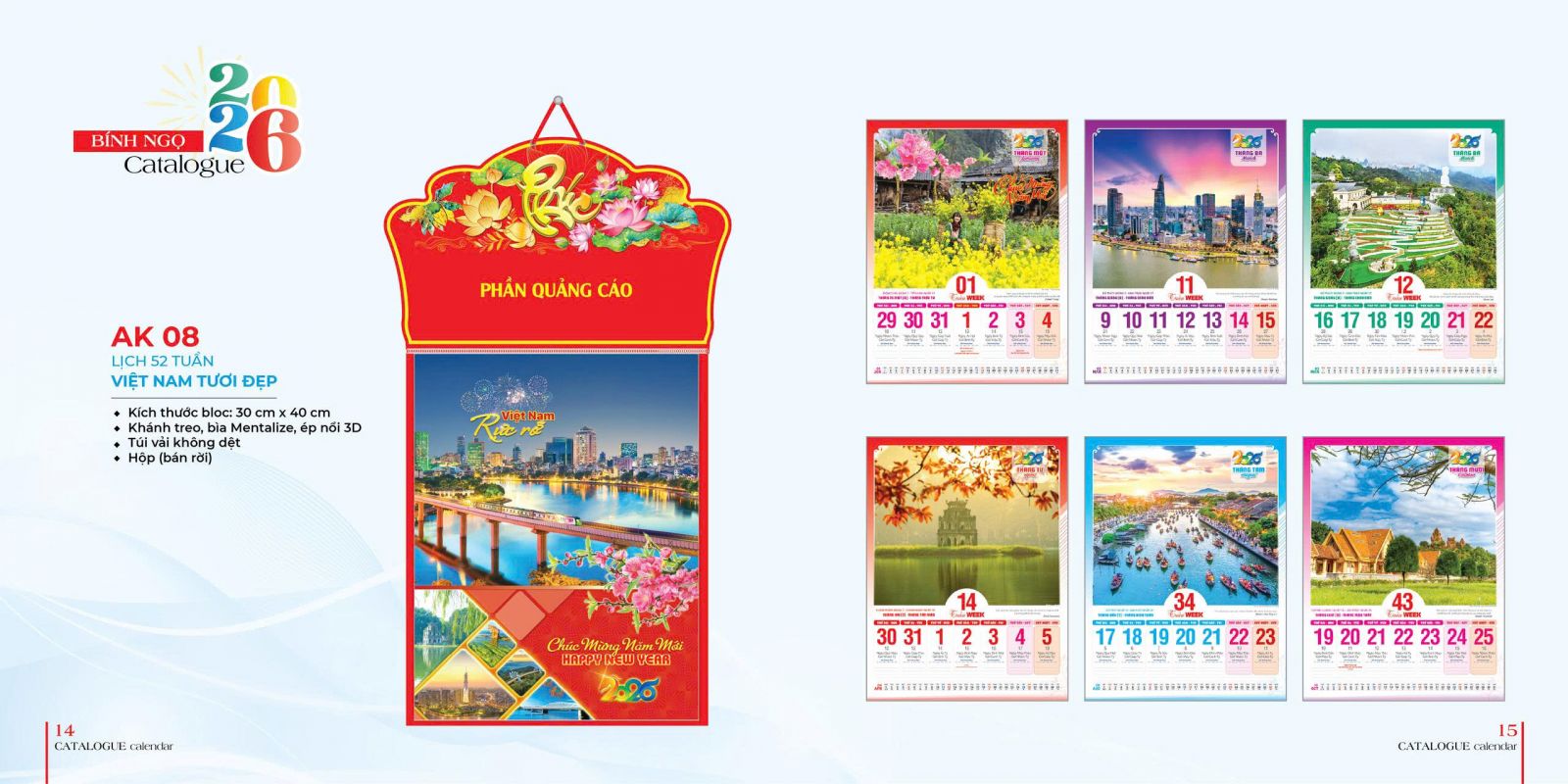 Mẫu lịch bloc 2026