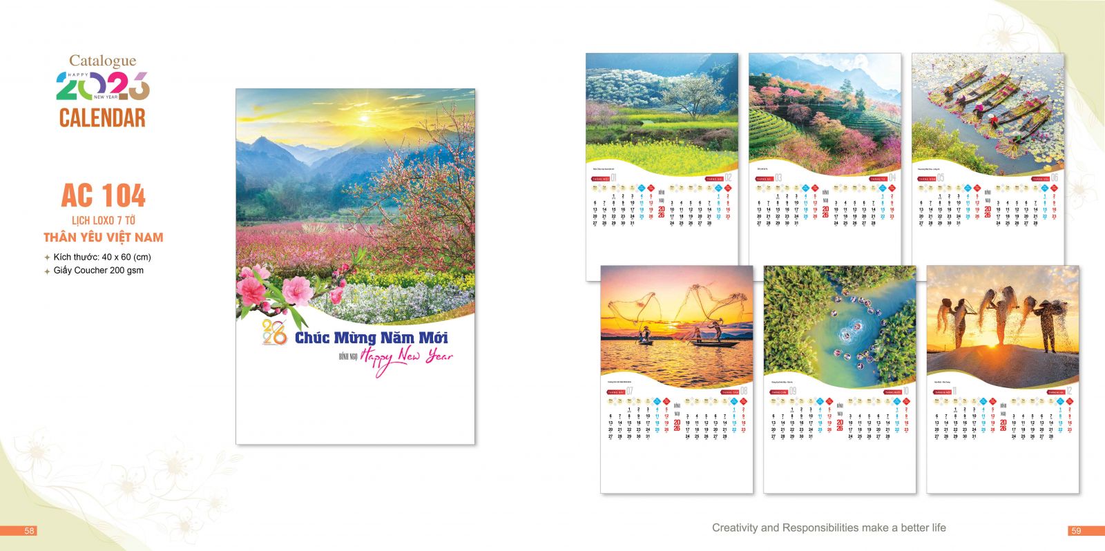 Lịch treo tường 7 tờ